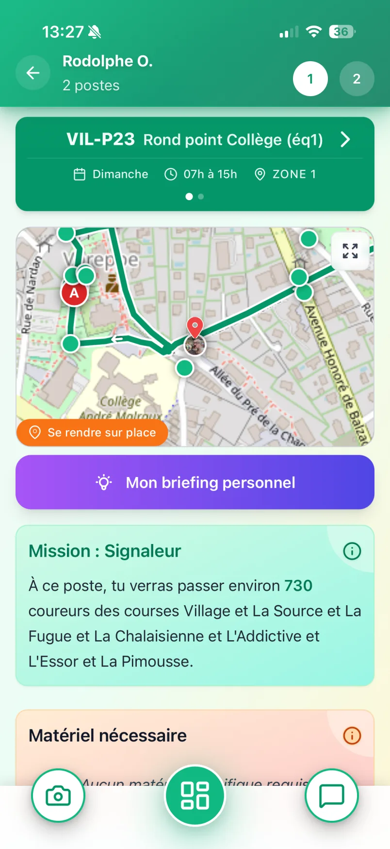 Mockup de l'application mobile SuperBénévole! pour les bénévoles et organisateurs