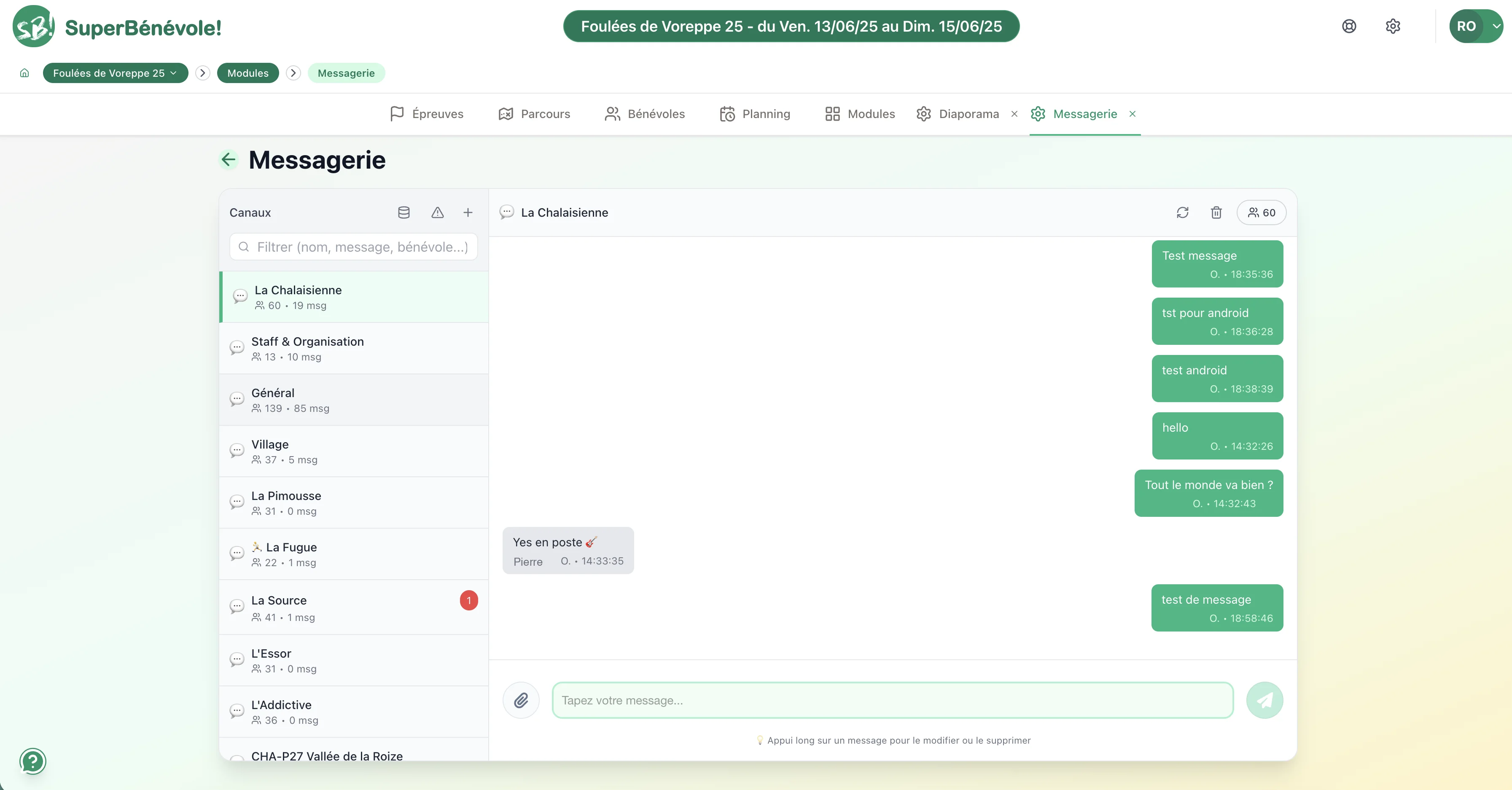 Mockup de Communication & Coordination Terrain