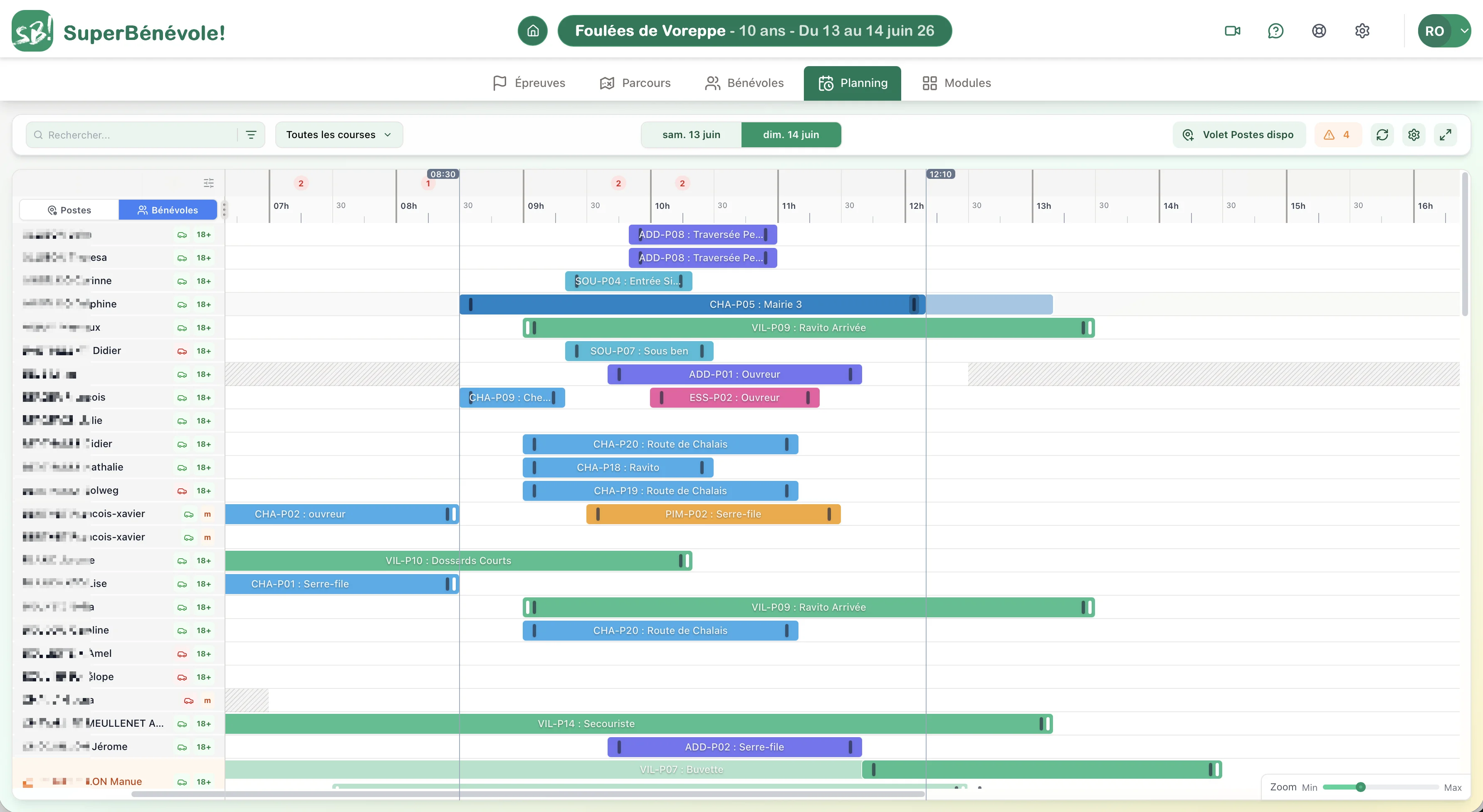 Mockup de Planning bénévoles automatisé